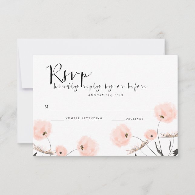 Modern Typography Dandelion Wedding RSVP Card (Front)