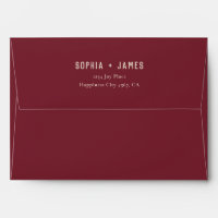 Modern Typography Dark Berry Red Address Wedding