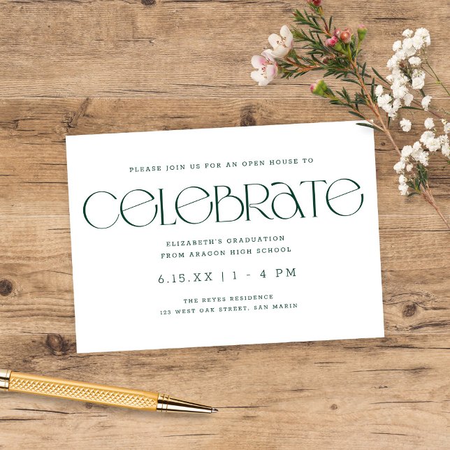 Modern Typography Dark Green Graduation Party Enclosure Card (Creator Uploaded)