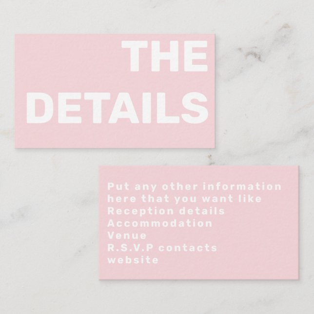 Modern typography details enclosure card (Front/Back)