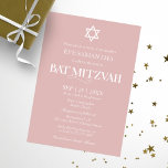 Modern Typography Dusty Pink Bat Mitzvah Invitation<br><div class="desc">Modern Typography Dusty Pink Bat Mitzvah Invitation</div>