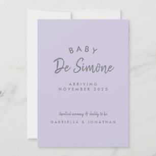 Modern Typography Dusty Purple Pregnancy Announcement