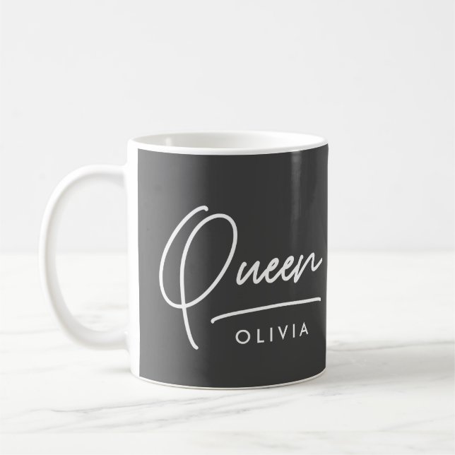 Modern typography elegant Queen personalised Coffee Mug (Left)