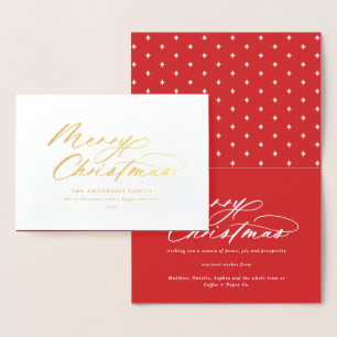 Modern typography elegant script Christmas Foil Ca Card