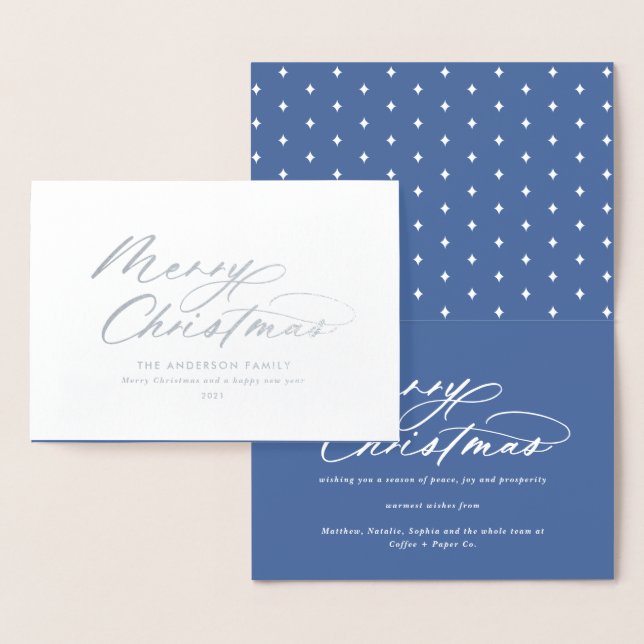 Modern typography elegant script Christmas Foil Ca Card (Display)