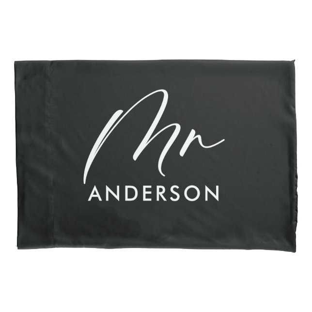 Modern typography elegant script mr gift pillowcase (Front)