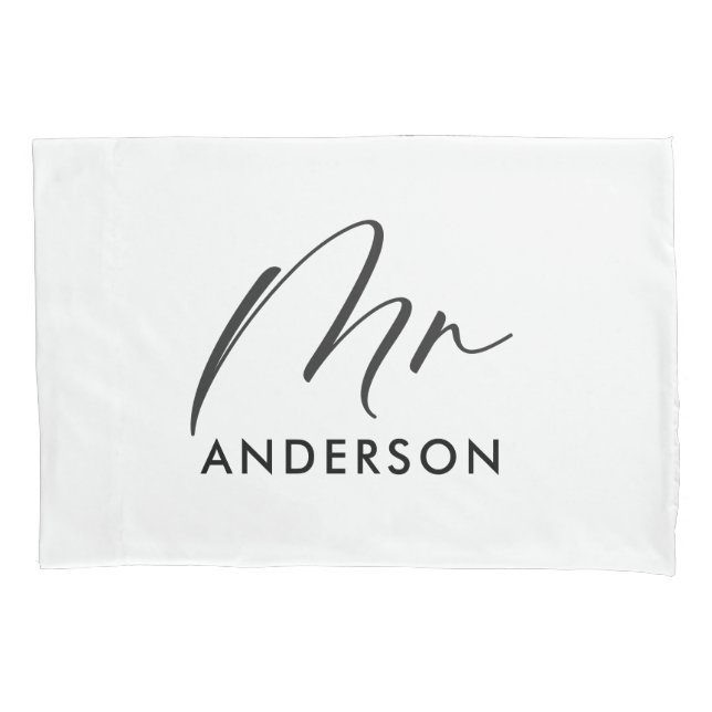 Modern typography elegant script mr gift pillowcase (Front)