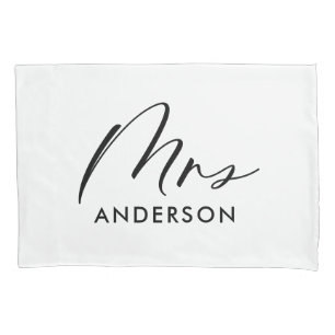 Modern typography elegant script mrs gift pillowcase
