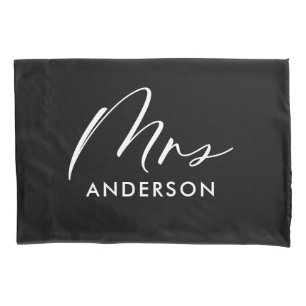 Modern typography elegant script mrs gift pillowcase
