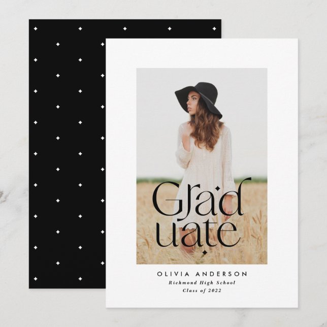 Modern typography elegant stylish bold photo announcement (Front/Back)