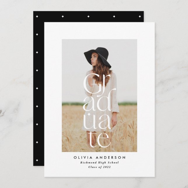 Modern typography elegant stylish bold photo announcement (Front/Back)