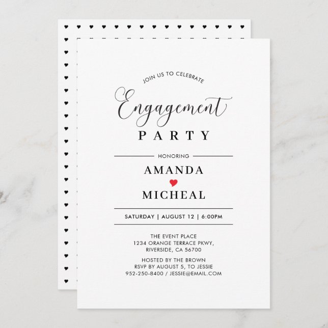 Modern Typography Engagement Party Invitation (Front/Back)