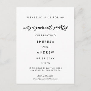 Modern typography Engagement party invitation Postcard