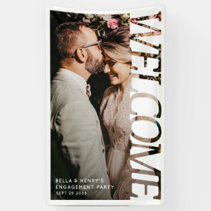Modern Typography Engagement Party Welcome Photo  Banner