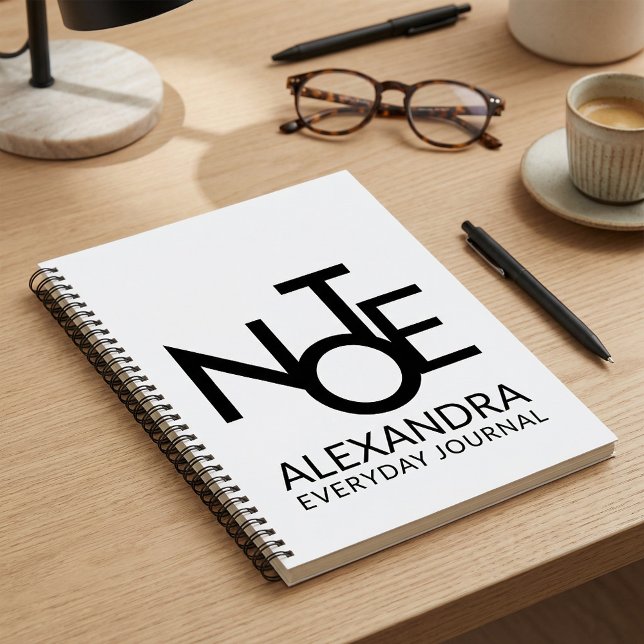 Modern Typography Everyday Journal Black White  (Creator Uploaded)