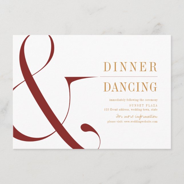 Modern typography fall wedding reception enclosure card (Front)