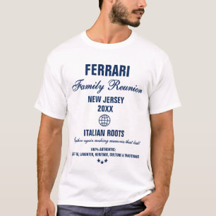 Modern Typography Family Reunion White Navy Blue T-Shirt
