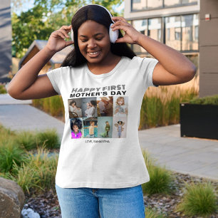 Modern Typography First Mother Day Photo Collage  T-Shirt