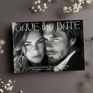 Modern Typography Full Horizontal Photo Wedding Save The Date
