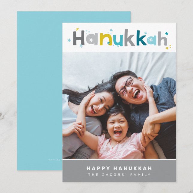 MODERN TYPOGRAPHY fun colourful photo portrait Holiday Card (Front/Back)