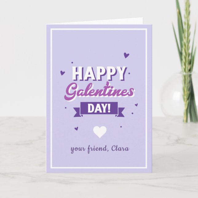 Modern Typography Galentine's Day Friend Purple  Card (Front)