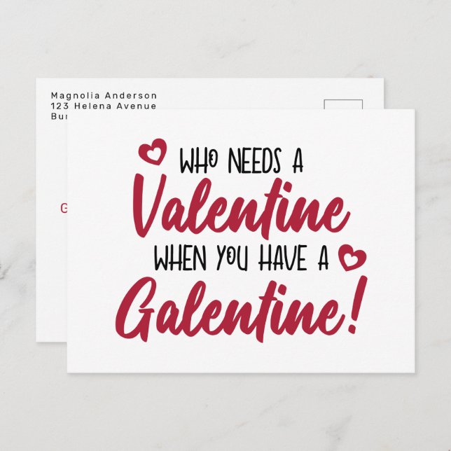 Modern Typography Galentine's Day  Postcard (Front/Back)