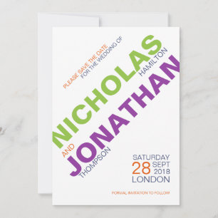 Modern Typography Gay Wedding Save The Date Cards