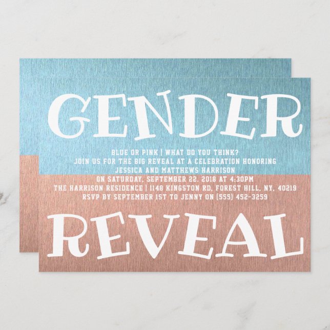 Modern Typography Gender Reveal Party! Baby Shower Invitation (Front/Back)