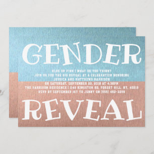 Modern Typography Gender Reveal Party! Baby Shower Invitation