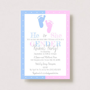 Modern Typography Gender Reveal Party! Baby Shower Invitation