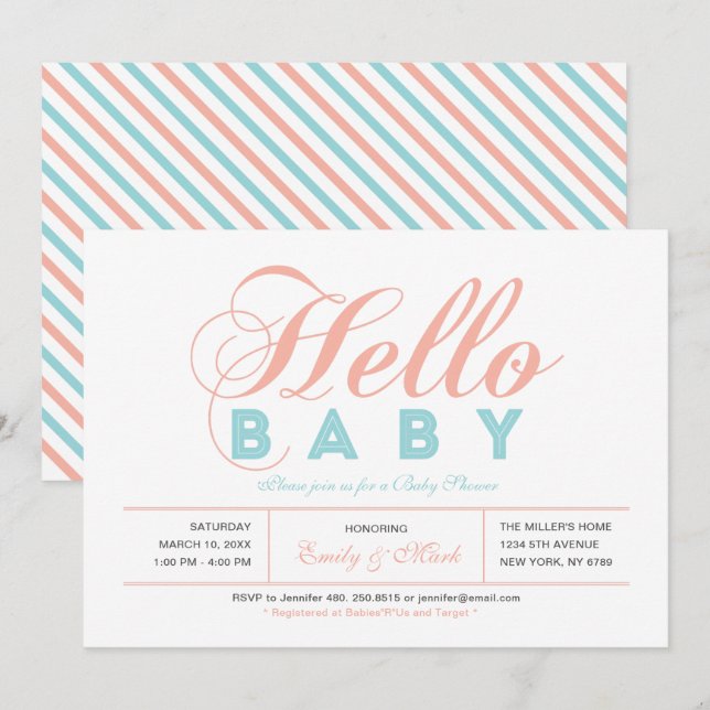 Modern Typography Girl Baby Shower, Sprinkle Invitation (Front/Back)