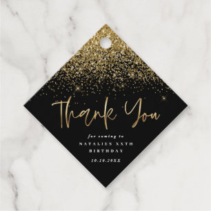 Modern typography gold birthday thank you favour favour tags