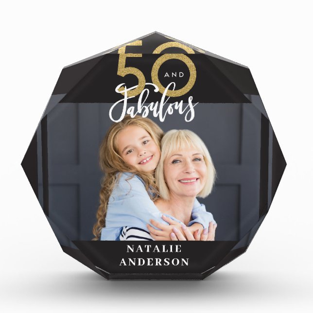 modern typography gold black 50th birthday photo b (Front)