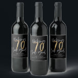 Modern typography gold elegant chic 70th birthday wine label<br><div class="desc">Celebrate your 70th birthday in style with these black,  white and gold effect making 70 look good wine,  beer and water party labels. A modern design with script text and bold graphics. Change the colour to customise. Part of a collection.</div>