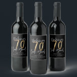 Modern typography gold elegant chic 70th birthday wine label<br><div class="desc">Celebrate your 70th birthday in style with these black,  white and gold effect making 70 look good wine,  beer and water party labels. A modern design with script text and bold graphics. Change the colour to customise. Part of a collection.</div>