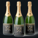Modern typography gold glitter chic 50th birthday  sparkling wine label<br><div class="desc">Celebrate your 50th birthday in style with these black,  white and gold glitter effect making 50 look good wine,  beer and water party labels. A modern design with script text and bold graphics. Change the colour to customise. Part of a collection.</div>
