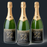 Modern typography gold glitter chic 50th birthday  sparkling wine label<br><div class="desc">Celebrate your 50th birthday in style with these black,  white and gold glitter effect making 50 look good wine,  beer and water party labels. A modern design with script text and bold graphics. Change the colour to customise. Part of a collection.</div>