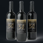 Modern typography gold glitter chic 50th birthday wine label<br><div class="desc">Celebrate your 50th birthday in style with these black,  white and gold glitter effect making 50 look good wine,  beer and water party labels. A modern design with script text and bold graphics. Change the colour to customise. Part of a collection.</div>