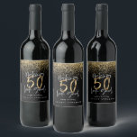 Modern typography gold glitter chic 50th birthday wine label<br><div class="desc">Celebrate your 50th birthday in style with these black,  white and gold glitter effect making 50 look good wine,  beer and water party labels. A modern design with script text and bold graphics. Change the colour to customise. Part of a collection.</div>