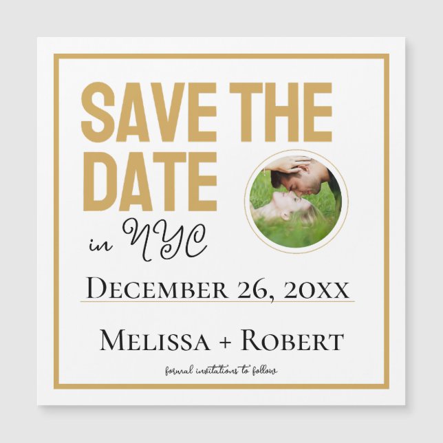 Modern Typography Gold Photo Save The Date  (Front)