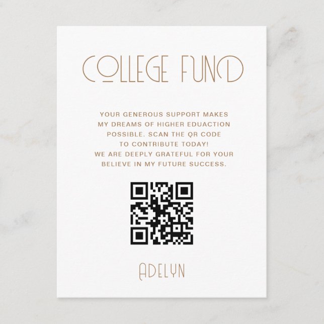 Modern Typography Graduate College Fund Card (Front)