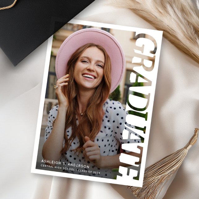 Modern Typography Graduate Photo Graduation Announcement (Creator Uploaded)