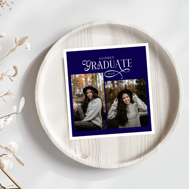 Modern Typography Graduate Photo Graduation Napkin (Creator Uploaded)