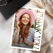 Modern Typography Graduate Photo Thank You