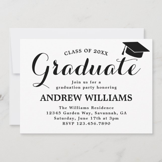 Modern Typography Graduation Party Invitation (Front)