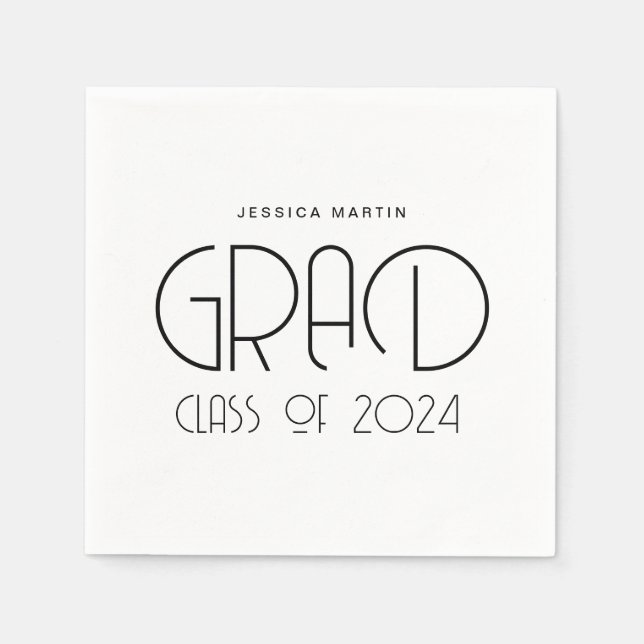 Modern Typography Graduation Party  Napkin (Front)