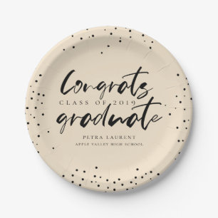 Modern Typography Graduation Party Paper Plate