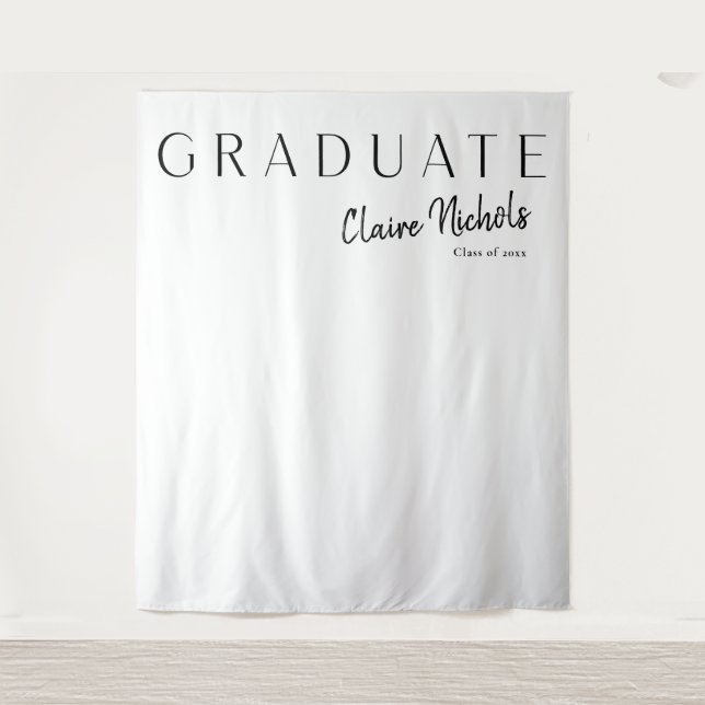 Modern Typography Graduation Photo Backdrop Tapestry (Front)
