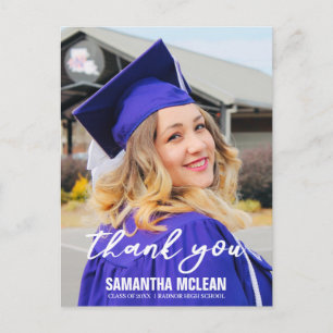 Modern Typography Graduation Photo Thank You Postcard