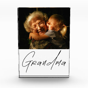Modern Typography Grandma Custom Photo Gift Block